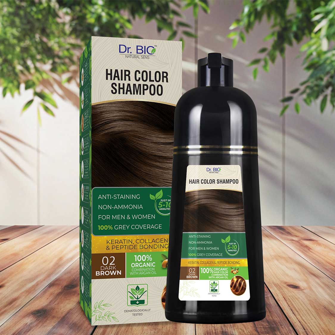 Dr.Bio Natural Sense | Non-Drip Dark Brown Hair Color Shampoo