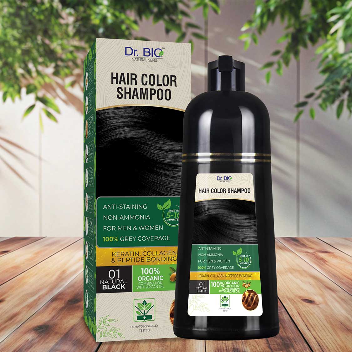 Dr.Bio Natural Sense | Non-Drip Natural Black Hair Color Shampoo